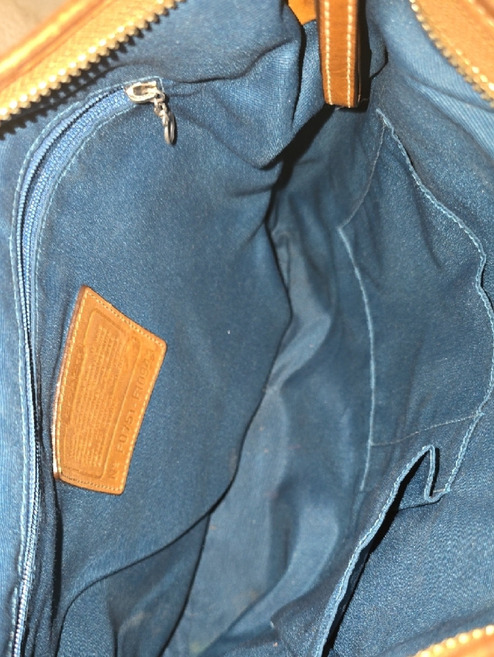 Coach Blue Vintage Signature Canvas Shoulder Bag with Brown Leather Trim - Picture 4 of 7